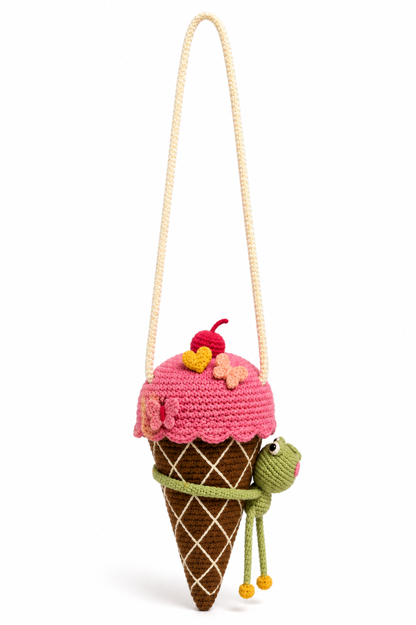 Ice Cream & Frog Crochet Sling bag